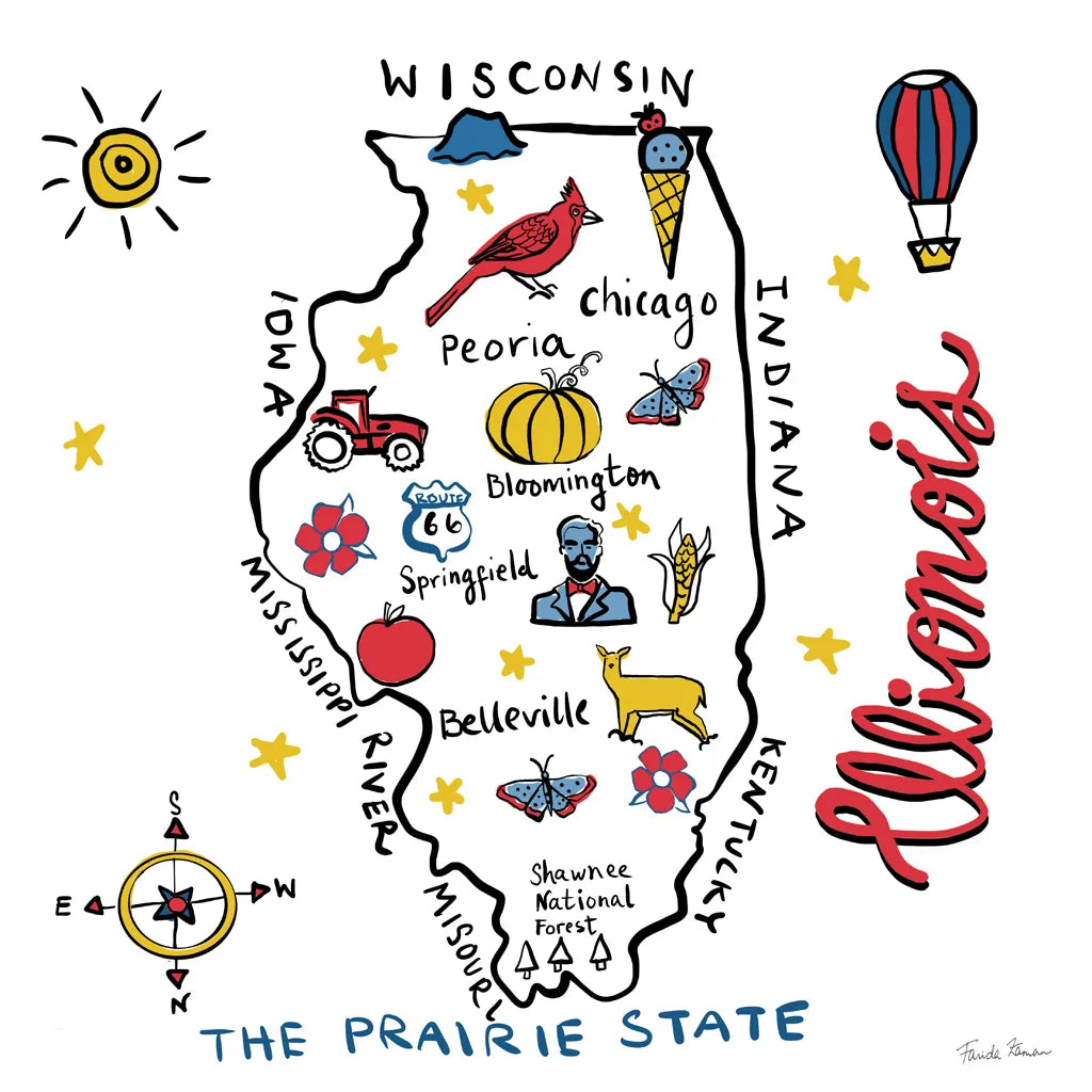 Illinois by Farida Zaman. SKU 87823a. Archival Giclee Fine art print for wall decor.