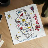 Illinois by Farida Zaman. Shown as a detailed flat fine art print, highlighting archival giclee quality. Available as an archival giclee rolled canvas, fine art paper, or poster print. SKU 87823a.