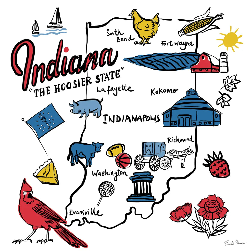 Indiana by Farida Zaman. SKU 87824a. Archival Giclee Fine art print for wall decor.