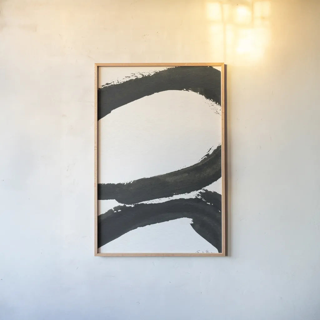 Inky I by Farida Zaman. shown as a paper print in a natural frame. Available as a archival giclee rolled canvas, fine art paper, or poster print. SKU 76836h.