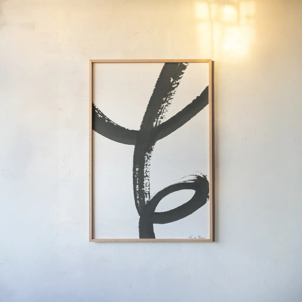 Inky III by Farida Zaman. shown as a paper print in a natural frame. Available as a archival giclee rolled canvas, fine art paper, or poster print. SKU 76838h.