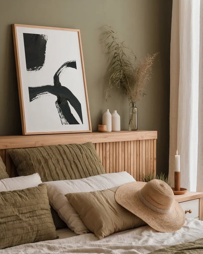 Inky V by Farida Zaman. shown as a paper print in a natural frame. Available as a archival giclee rolled canvas, fine art paper, or poster print. SKU 76840h.