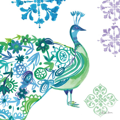Jewel Peacocks II by Farida Zaman. SKU 41803a. Archival Giclee Fine art print for wall decor.