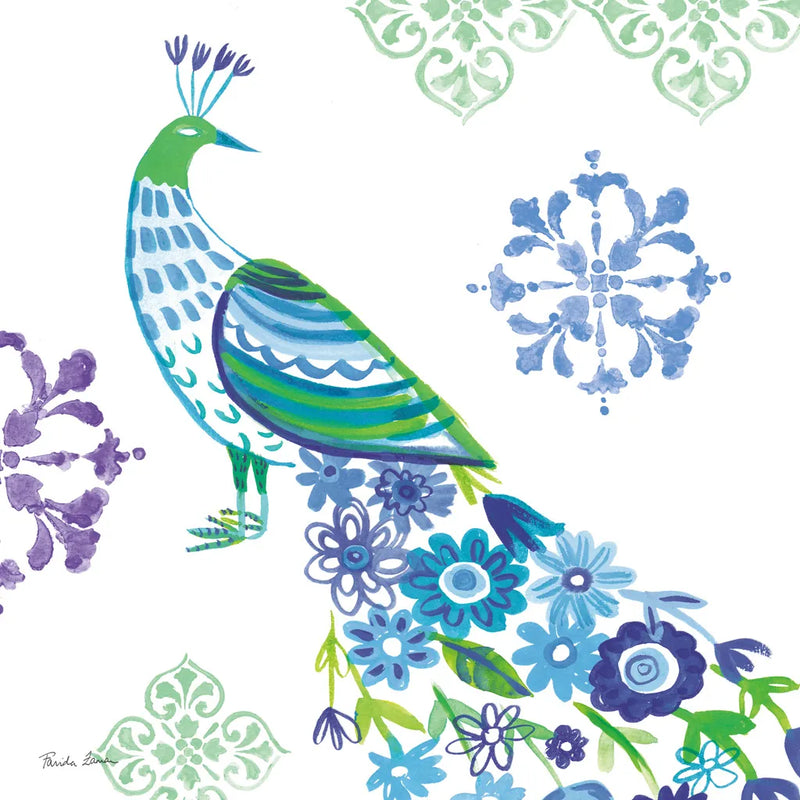 Jewel Peacocks IV by Farida Zaman. SKU 41805a. Archival Giclee Fine art print for wall decor.