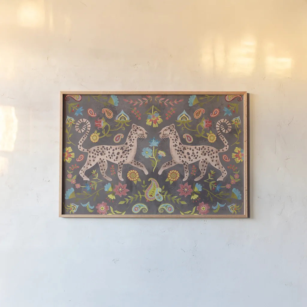 Jewel of the Jungle V by Farida Zaman. shown as a paper print in a natural frame. Available as a archival giclee rolled canvas, fine art paper, or poster print. SKU 89249i.