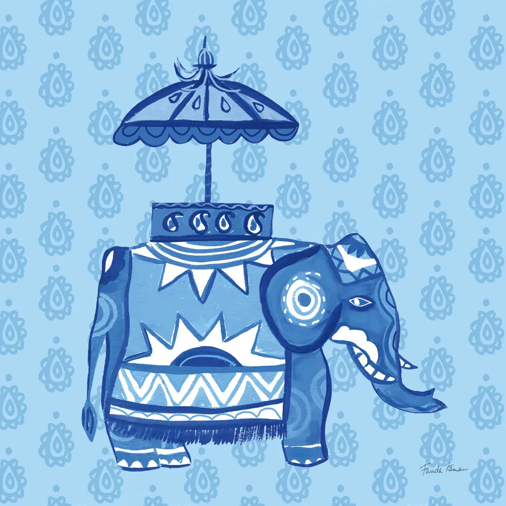 Jeweled Elephant I by Farida Zaman. SKU 41369a. Archival Giclee Fine art print for wall decor.