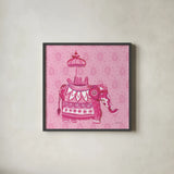 Jeweled Elephant III by Farida Zaman. Shown in a sleek black glass frame for a contemporary gallery look. Available as an archival giclee rolled canvas, fine art paper, or poster print. SKU 41371a.