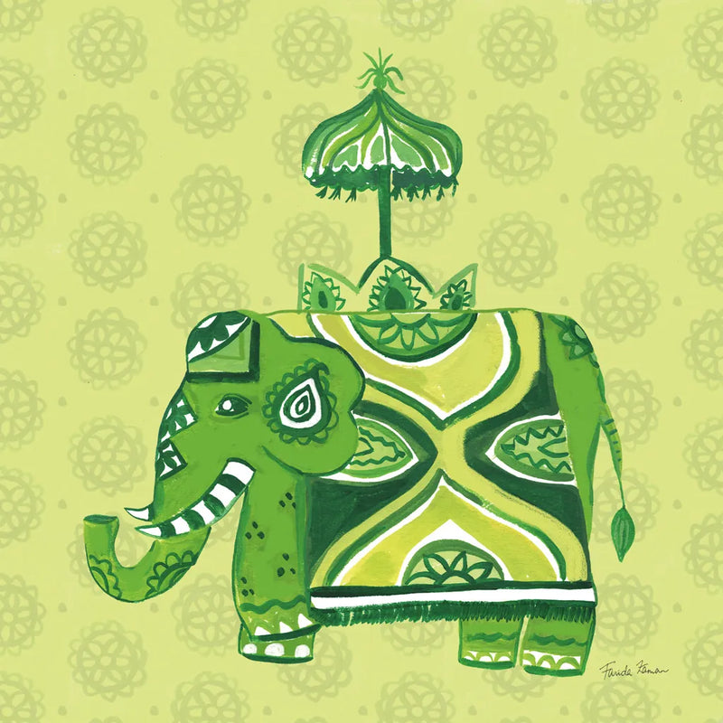 Jeweled Elephant IV by Farida Zaman. SKU 41372a. Archival Giclee Fine art print for wall decor.