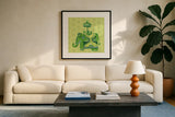 Jeweled Elephant IV by Farida Zaman. Displayed in a glass frame with matte in a clean modern living room. Available as an archival giclee rolled canvas, fine art paper, or poster print. SKU 41372a.