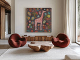Jewels of the Jungle I by Farida Zaman. Shown as extra-large giant wall art in a modern living room. Available as an archival giclee rolled canvas, fine art paper, or poster print. SKU 89157a.
