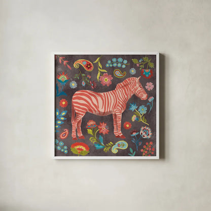 Jewels of the Jungle III by Farida Zaman. Shown in a crisp white glass frame for a clean and minimalist style. Available as an archival giclee rolled canvas, fine art paper, or poster print. SKU 89159a.