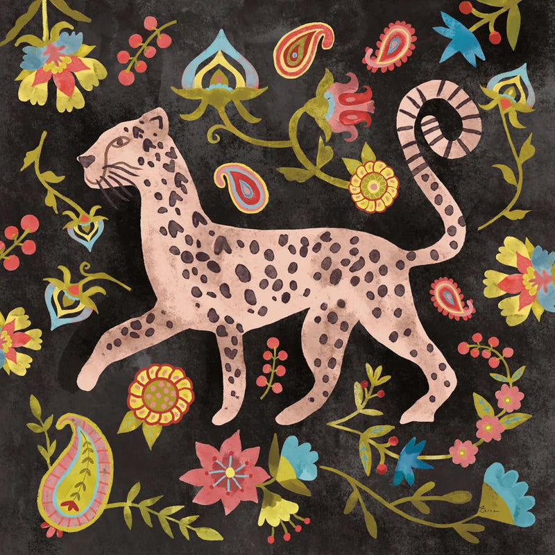 Jewels of the Jungle on Black II by Farida Zaman. SKU 97141a. Archival Giclee Fine art print for wall decor.