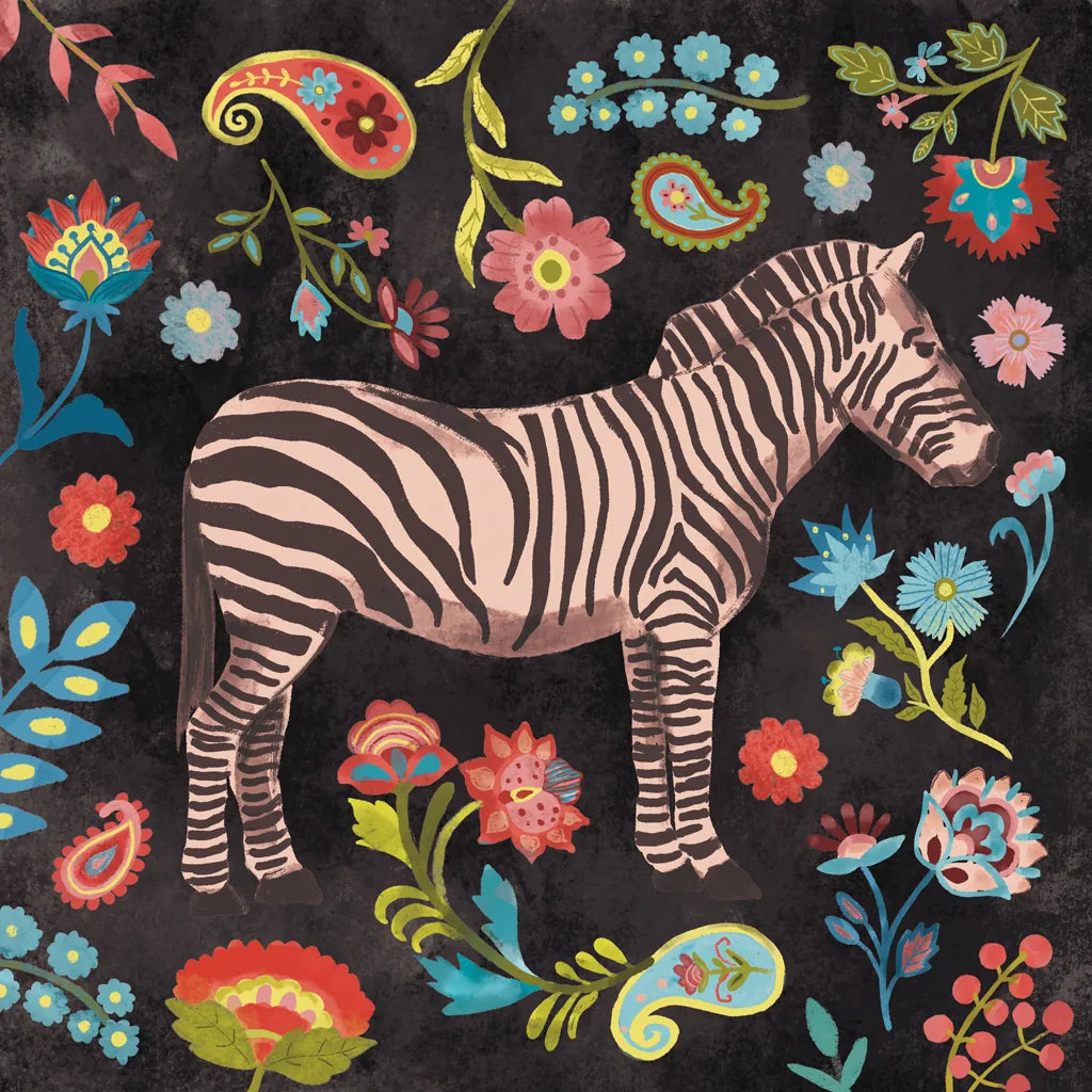 Jewels of the Jungle on Black III by Farida Zaman. SKU 97142a. Archival Giclee Fine art print for wall decor.