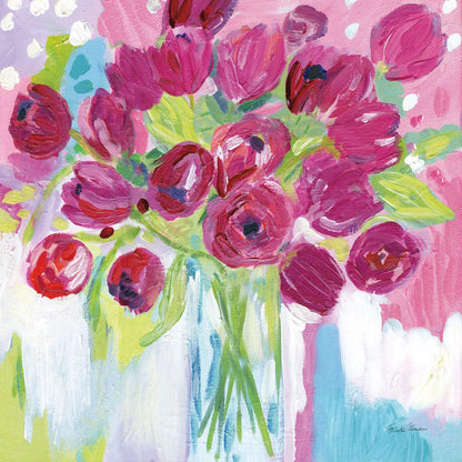 Joyful Tulips by Farida Zaman. SKU 44969a. Archival Giclee Fine art print for wall decor.