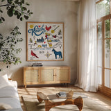 Kentucky by Farida Zaman. Shown in a natural wood frame in a cozy modern living room. Available as an archival giclee rolled canvas, fine art paper, or poster print. SKU 87825a.