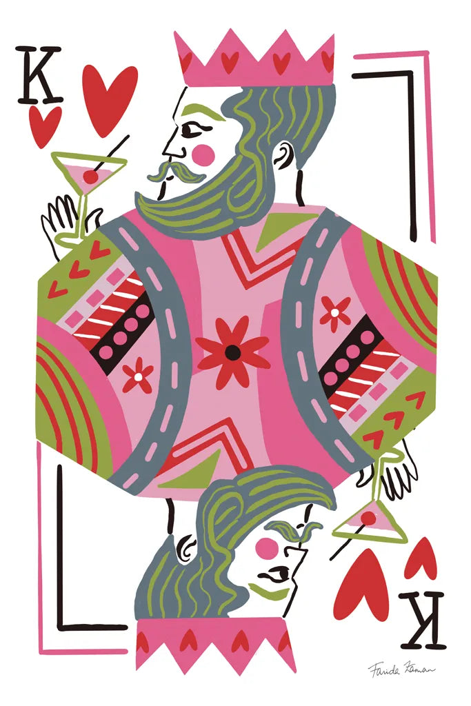 King of Hearts by Farida Zaman. SKU 91525h. Archival Giclee Fine art print for wall decor.