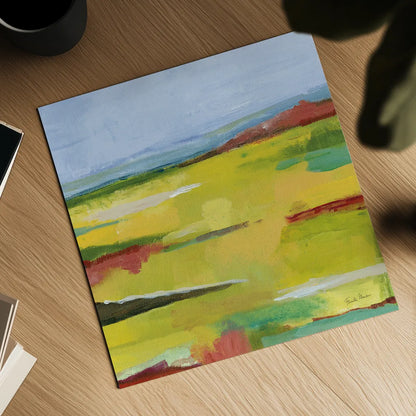 Landscape Abstract by Farida Zaman. Shown as a detailed flat fine art print, highlighting archival giclee quality. Available as an archival giclee rolled canvas, fine art paper, or poster print. SKU 60387a.