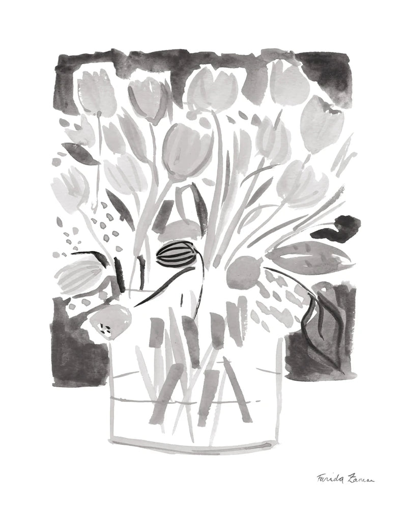 Lemon Gray Tulips I by Farida Zaman