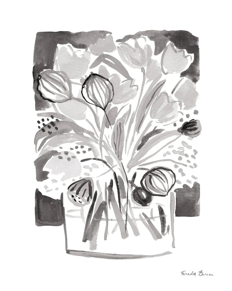 Lemon Gray Tulips II by Farida Zaman