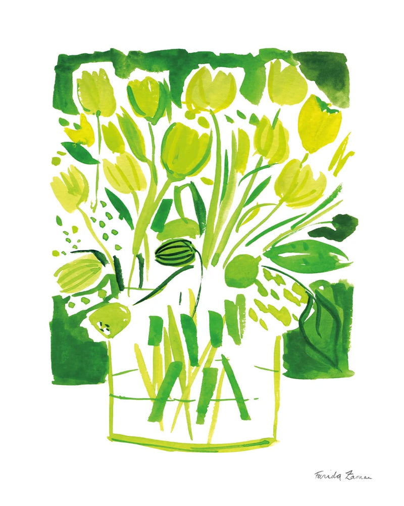 Lemon Green Tulips I by Farida Zaman
