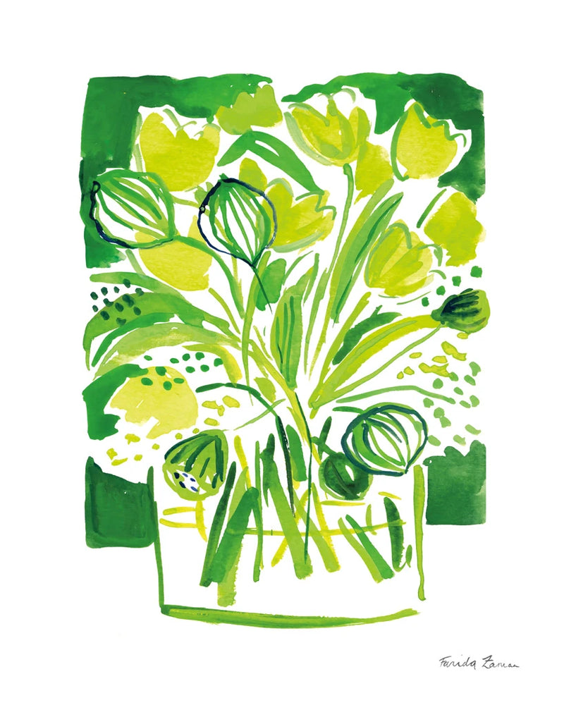 Lemon Green Tulips II by Farida Zaman