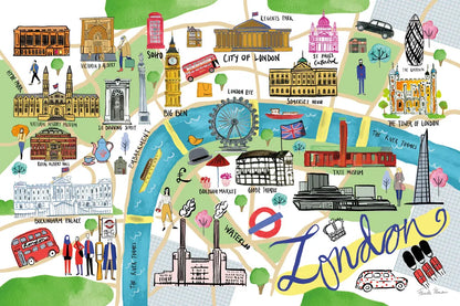 London Map by Farida Zaman. SKU 66627i. Archival Giclee Fine art print for wall decor.