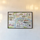 London Map Light by Farida Zaman. shown as a paper print in a black flame. Available as a archival giclee rolled canvas, fine art paper, or poster print. SKU 68065i.