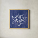 Lotus by Farida Zaman. Shown in a natural wood glass frame for a timeless modern aesthetic. Available as an archival giclee rolled canvas, fine art paper, or poster print. SKU 64621a.
