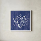 Lotus by Farida Zaman. Shown in a crisp white glass frame for a clean and minimalist style. Available as an archival giclee rolled canvas, fine art paper, or poster print. SKU 64621a.