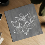 Lotus on Silver by Farida Zaman. Shown as a detailed flat fine art print, highlighting archival giclee quality. Available as an archival giclee rolled canvas, fine art paper, or poster print. SKU 87833a.