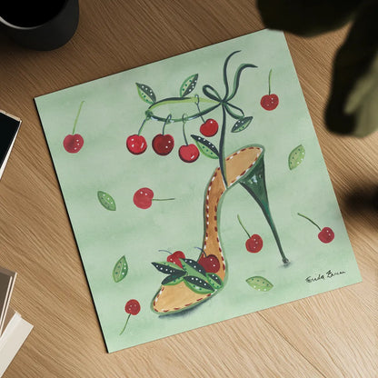 Love Shoes III by Farida Zaman. Shown as a detailed flat fine art print, highlighting archival giclee quality. Available as an archival giclee rolled canvas, fine art paper, or poster print. SKU 33249a.