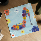 Love Shoes V by Farida Zaman. Shown as a detailed flat fine art print, highlighting archival giclee quality. Available as an archival giclee rolled canvas, fine art paper, or poster print. SKU 33251a.