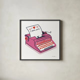 Love You I by Farida Zaman. Shown in a sleek black glass frame for a contemporary gallery look. Available as an archival giclee rolled canvas, fine art paper, or poster print. SKU 104108a.