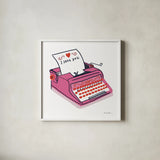 Love You I by Farida Zaman. Shown in a crisp white glass frame for a clean and minimalist style. Available as an archival giclee rolled canvas, fine art paper, or poster print. SKU 104108a.