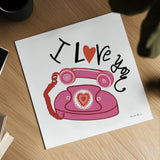 Love You II by Farida Zaman. Shown as a detailed flat fine art print, highlighting archival giclee quality. Available as an archival giclee rolled canvas, fine art paper, or poster print. SKU 104109a.