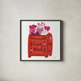 Love You III by Farida Zaman. Shown in a sleek black glass frame for a contemporary gallery look. Available as an archival giclee rolled canvas, fine art paper, or poster print. SKU 104110a.