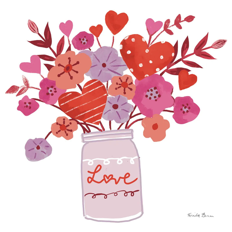 Love You V by Farida Zaman. SKU 104112a. Archival Giclee Fine art print for wall decor.