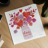 Love You V by Farida Zaman. Shown as a detailed flat fine art print, highlighting archival giclee quality. Available as an archival giclee rolled canvas, fine art paper, or poster print. SKU 104112a.