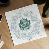 Mandala I by Farida Zaman. Shown as a detailed flat fine art print, highlighting archival giclee quality. Available as an archival giclee rolled canvas, fine art paper, or poster print. SKU 91102a.