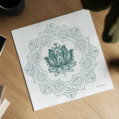 Mandala I by Farida Zaman. Shown as a detailed flat fine art print, highlighting archival giclee quality. Available as an archival giclee rolled canvas, fine art paper, or poster print. SKU 91102a.