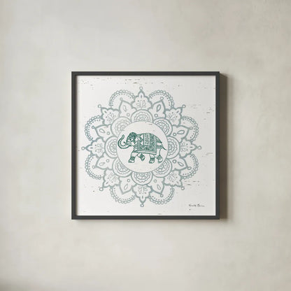 Mandala II by Farida Zaman. Shown in a sleek black glass frame for a contemporary gallery look. Available as an archival giclee rolled canvas, fine art paper, or poster print. SKU 91103a.
