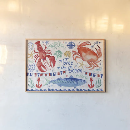 Maritime Delight I by Farida Zaman. shown as a paper print in a natural frame. Available as a archival giclee rolled canvas, fine art paper, or poster print. SKU 58683i.