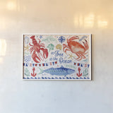 Maritime Delight I by Farida Zaman. shown as a paper print in a white frame. Available as a archival giclee rolled canvas, fine art paper, or poster print. SKU 58683i.