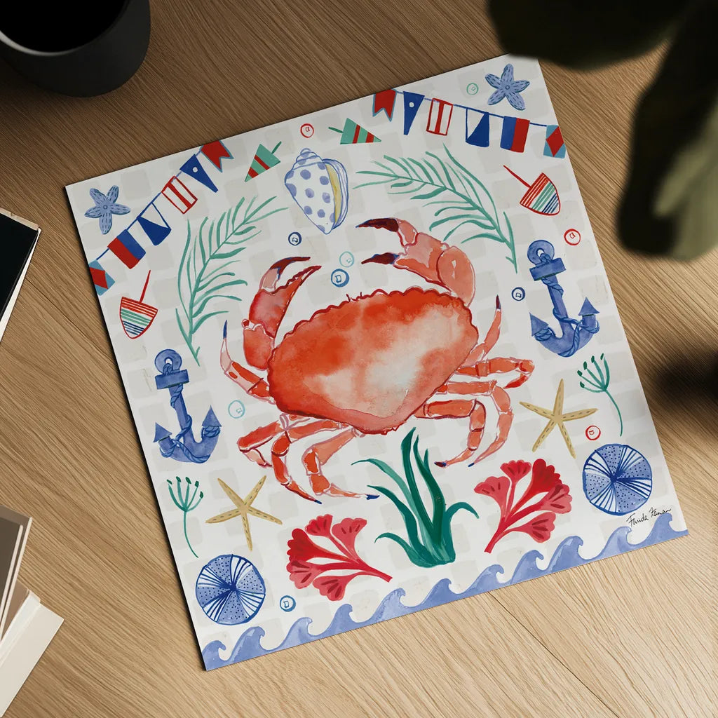 Maritime Delight II by Farida Zaman. Shown as a detailed flat fine art print, highlighting archival giclee quality. Available as an archival giclee rolled canvas, fine art paper, or poster print. SKU 58684a.