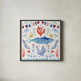 Maritime Delight IV by Farida Zaman. Shown in a sleek black glass frame for a contemporary gallery look. Available as an archival giclee rolled canvas, fine art paper, or poster print. SKU 58686a.