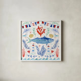 Maritime Delight IV by Farida Zaman. Shown in a crisp white glass frame for a clean and minimalist style. Available as an archival giclee rolled canvas, fine art paper, or poster print. SKU 58686a.