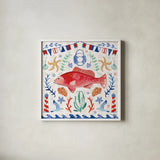 Maritime Delight V by Farida Zaman. Shown in a crisp white glass frame for a clean and minimalist style. Available as an archival giclee rolled canvas, fine art paper, or poster print. SKU 58687a.