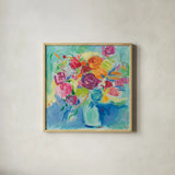 Matisse Florals by Farida Zaman. Shown in a natural wood glass frame for a timeless modern aesthetic. Available as an archival giclee rolled canvas, fine art paper, or poster print. SKU 32164a.