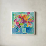 Matisse Florals by Farida Zaman. Shown in a crisp white glass frame for a clean and minimalist style. Available as an archival giclee rolled canvas, fine art paper, or poster print. SKU 32164a.
