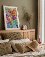 Matisse Florals Pastel Crop by Farida Zaman. shown as a paper print in a natural frame. Available as a archival giclee rolled canvas, fine art paper, or poster print. SKU 33504h.